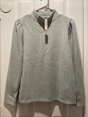 Madewell Sage Ribbed Mock Neck Sweater